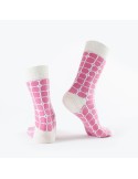 Pink checkered women\'s socks SD09 - Online store - Boutique